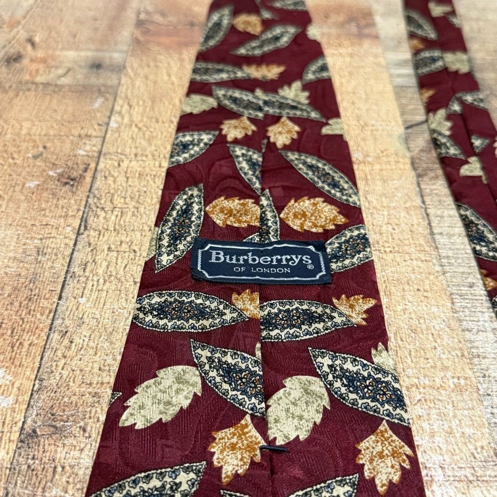 Vintage Burberrys of London Silk Tie Maroon Men's
